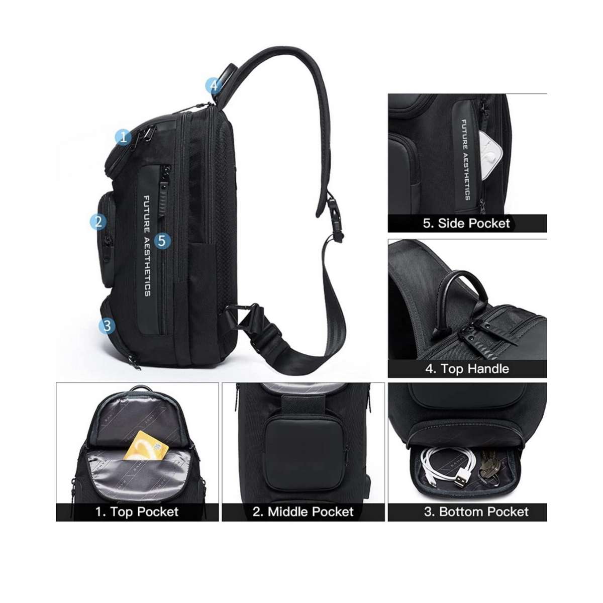 Bange Ανδρική Τσάντα Στήθους crossbody 7086 Μαύρη